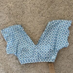 Albion Mod blue white geometric cape swim cropped top Size Medium